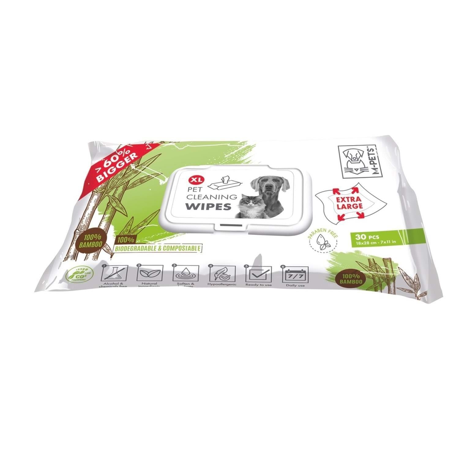 M-Pets Bamboo Kedi ve Köpek Temizleme Mendili XL 30'lu