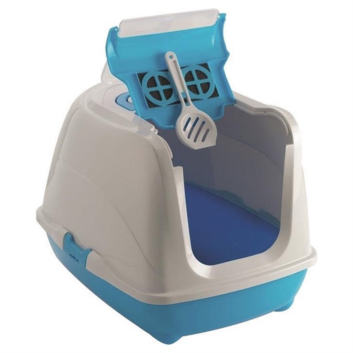 Moderna Flip Cat Kapalı Kedi Tuvaleti Açık Mavi 50 Cm