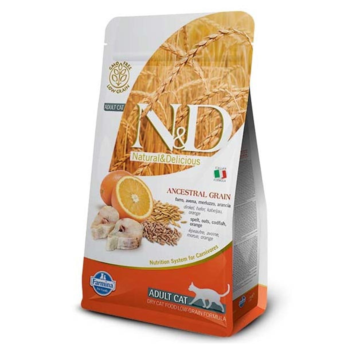 N&D Düşük Tahıllı Balıklı Portakallı Yetişkin Kedi Maması 5 kg
