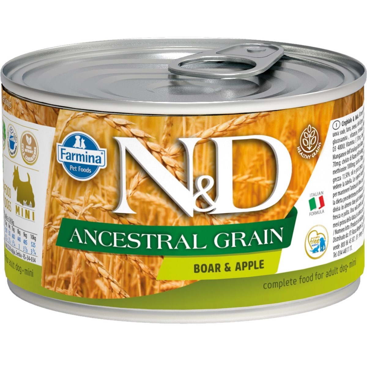 N&D Mini Düşük Tahıllı Domuzlu Elmalı Köpek Konserve Maması 140 GR