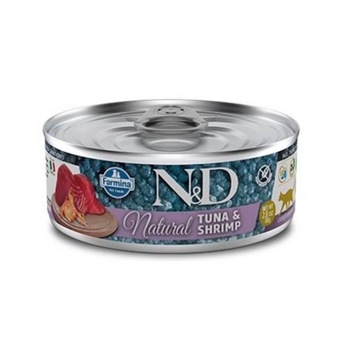 N&D Natural Cat Ton Balıklı Karidesli Kedi Konservesi 80 Gr