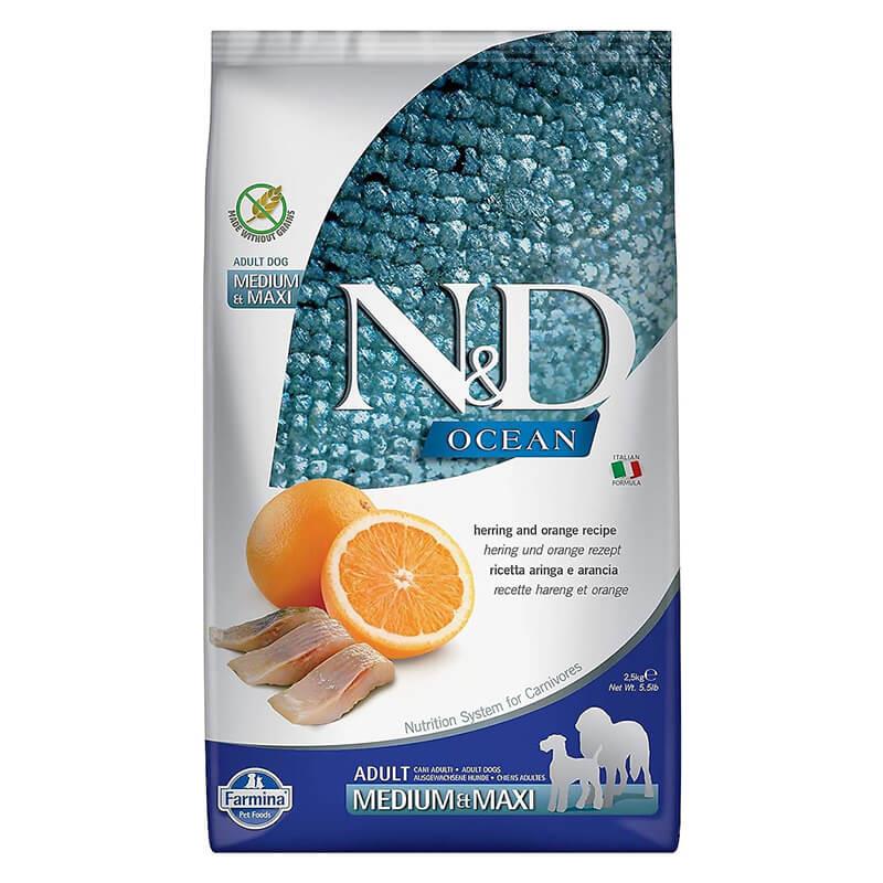 N&D Ocean Balıklı Portakallı Tahılsız Yetişkin Köpek Maması 2.5Kg