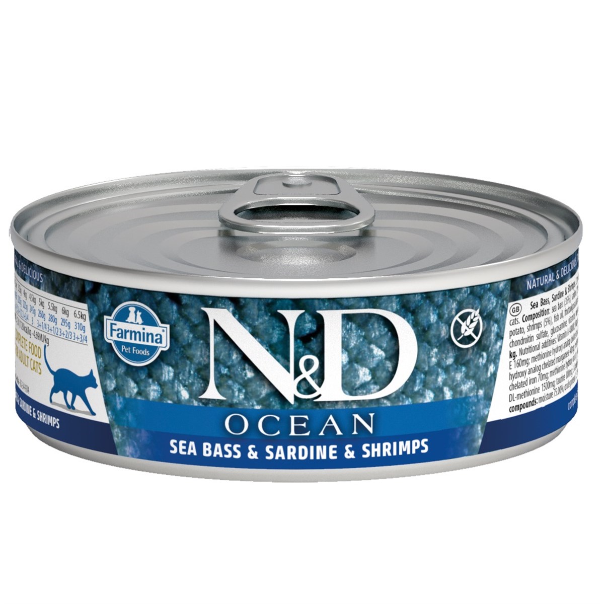 N&D Ocean Levrek-Sardalyalı Ve Karidesli Kedi Konservesi 80 Gr