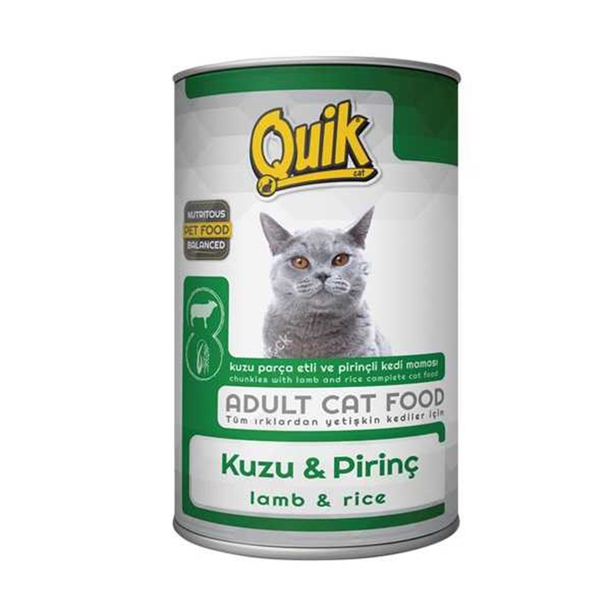 Quik Kuzu Etli-Pirinçli Kedi Konservesi 415 Gr