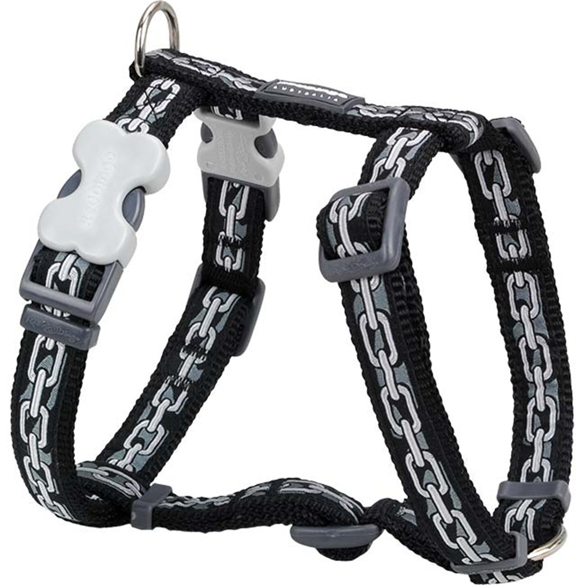 Red Dingo Chain  Desenli Siyah Köpek Göğüs Tasması 25 mm