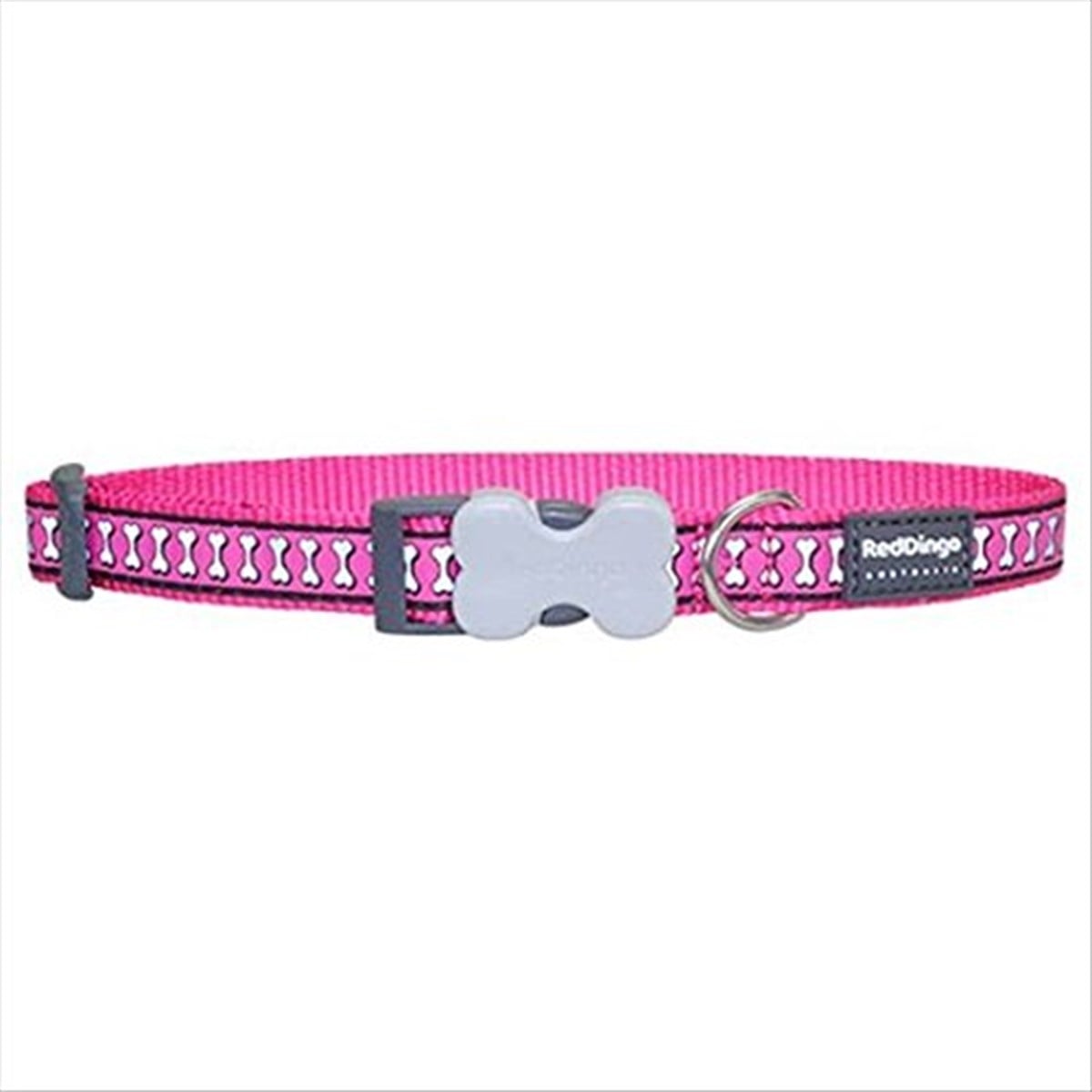 Red Dingo Fosforlu Kemik Desenli Köpek Boyun Tasması 20 mm Pembe