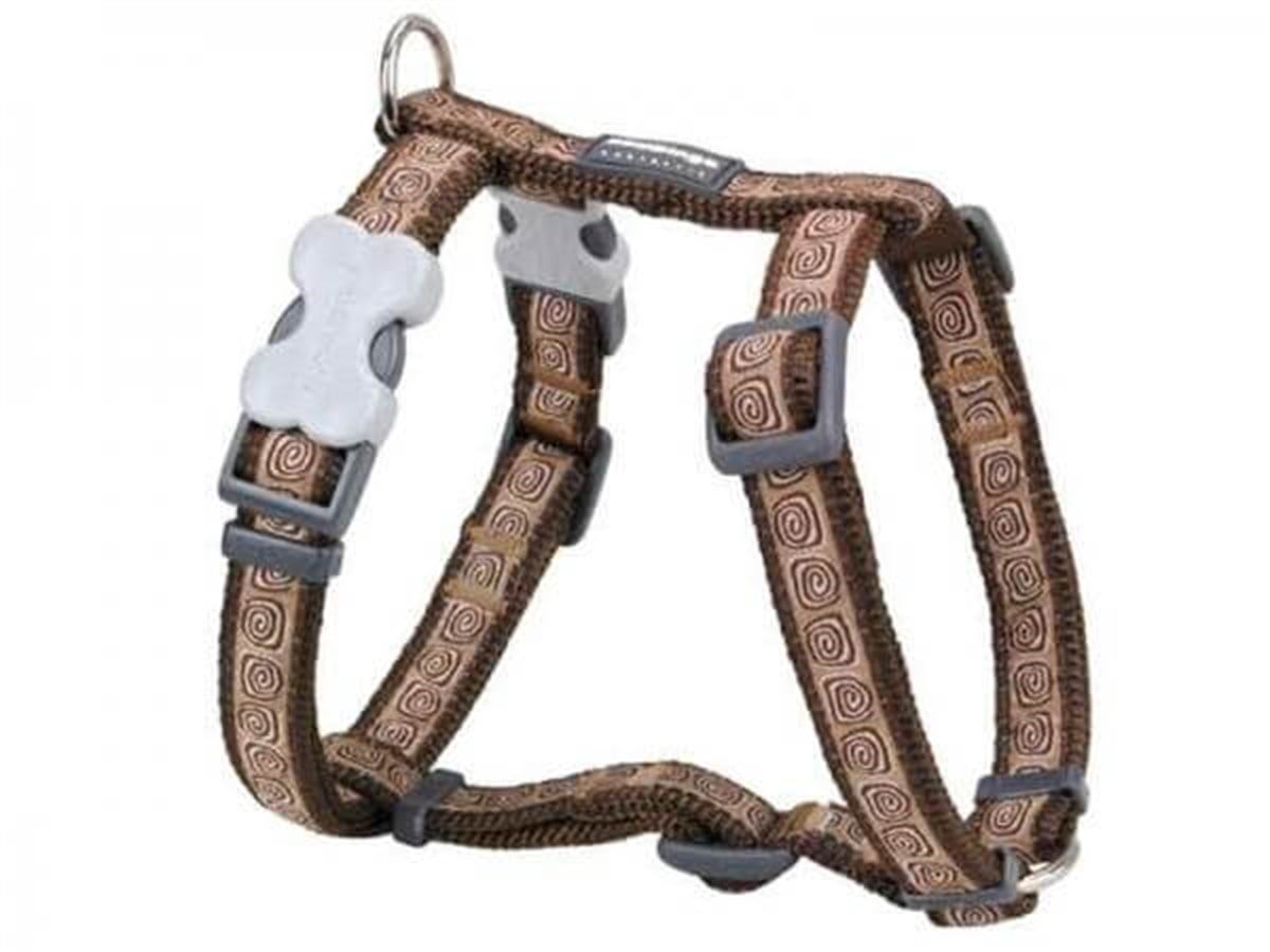Red Dingo Hypno Desenli Köpek Göğüs Tasması 12 mm Kahverengi