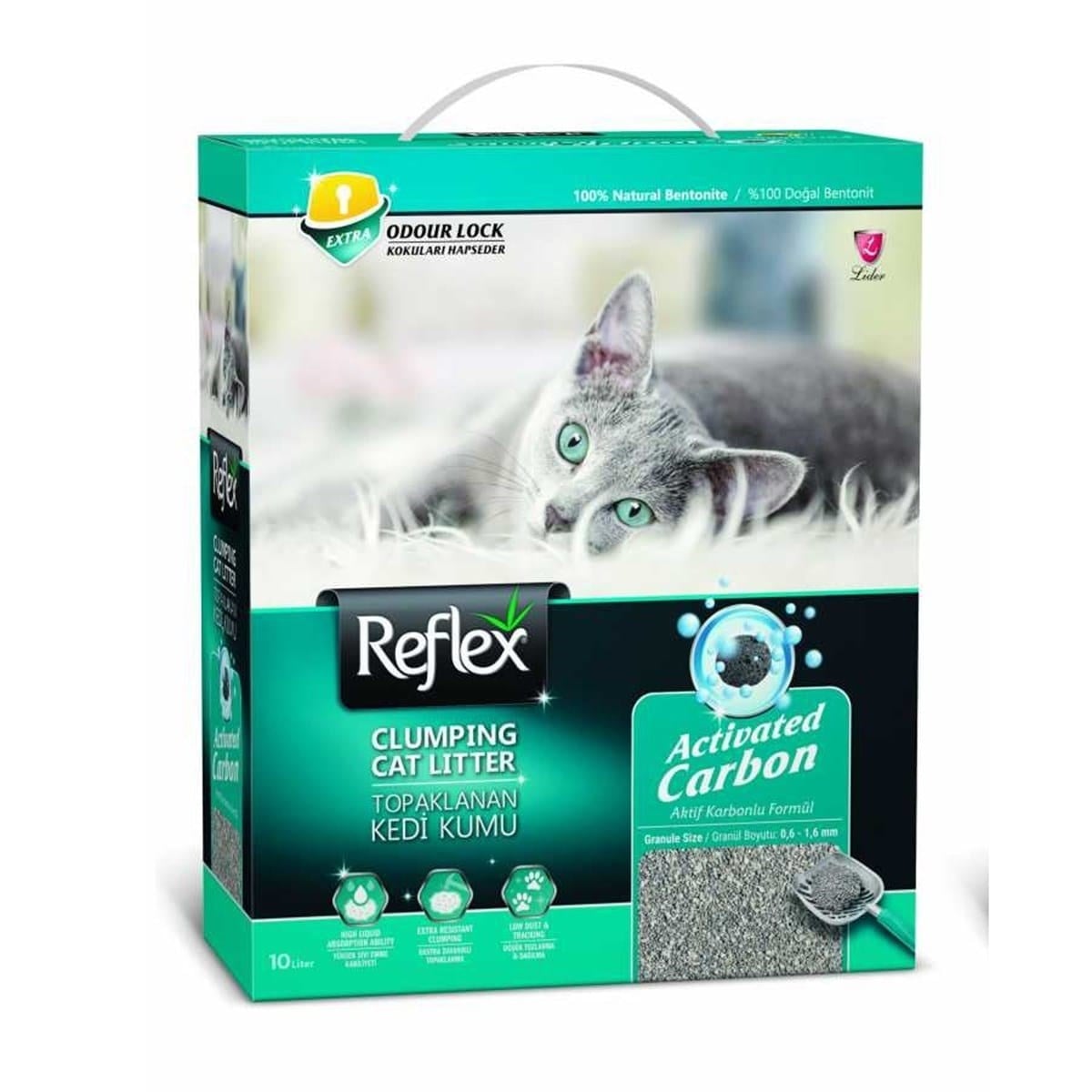 Reflex Aktif Karbonlu Topaklanan Kedi Kumu 10 Lt