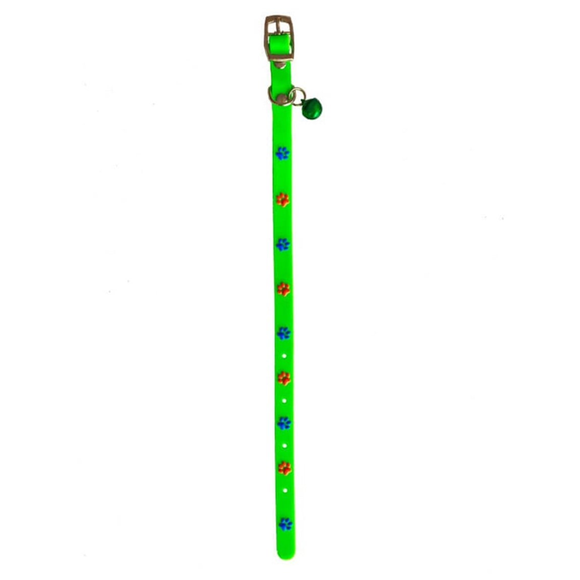 RoyalePets Pati Desenli Zilli Silikon Kedi Boyun Tasması 30cm Yeşil