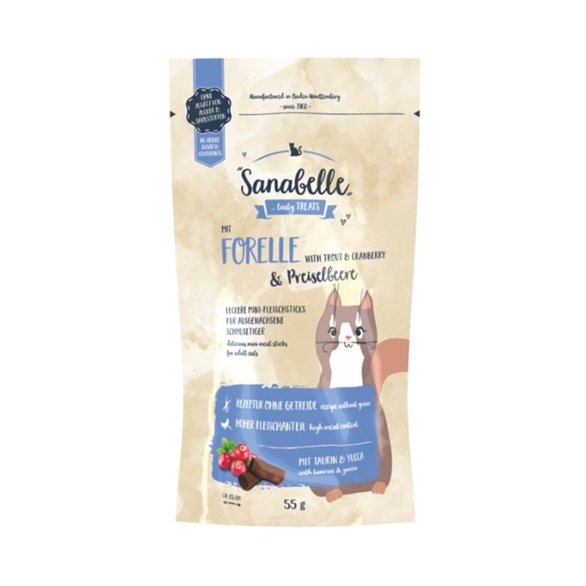 Sanabelle Snack Alabalık ve Kızılcık Özlü Kedi Ödülü 55 Gr
