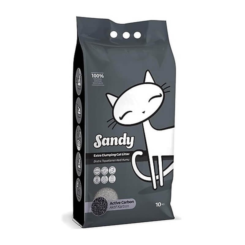 Sandy Aktive Karbonlu Kokusuz Kedi Kumu 10 Kg