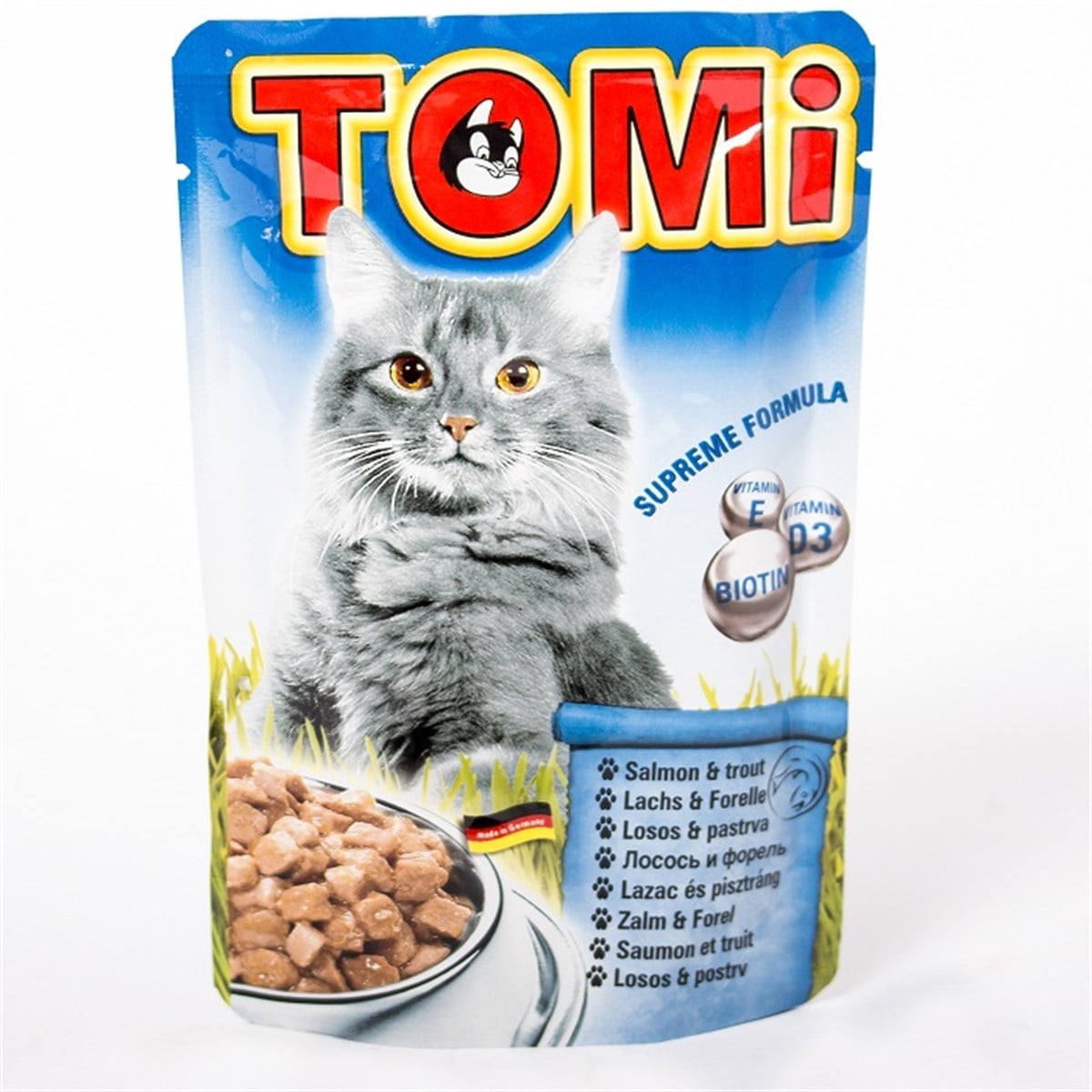Tomi Somonlu ve Alabalıklı Yetişkin Pouch Kedi Konservesi 100 Gr
