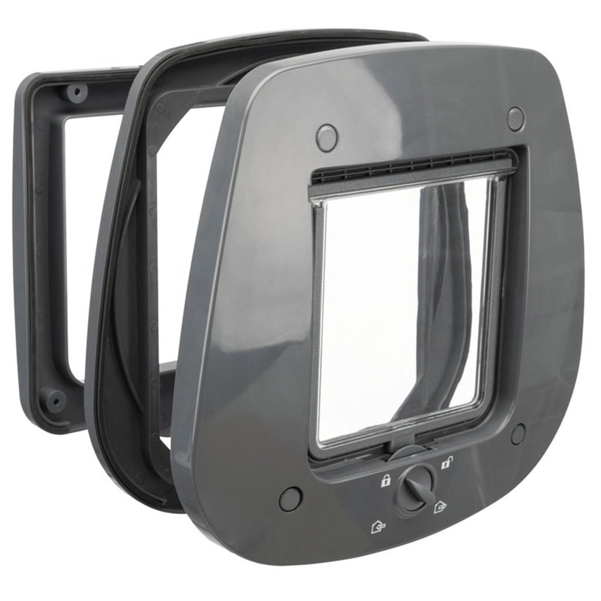 Trixie Cam İçin 4 Yönlü Kedi Kapısı 27x26 cm Gri
