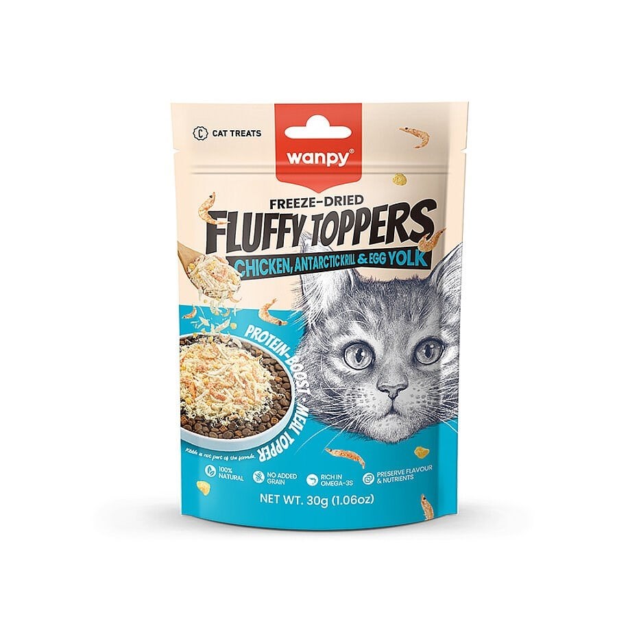 Wanpy Fluffy Toppers Tavuk, Karides & Yumurta Sarısı Kedi Ödülü 30 Gr