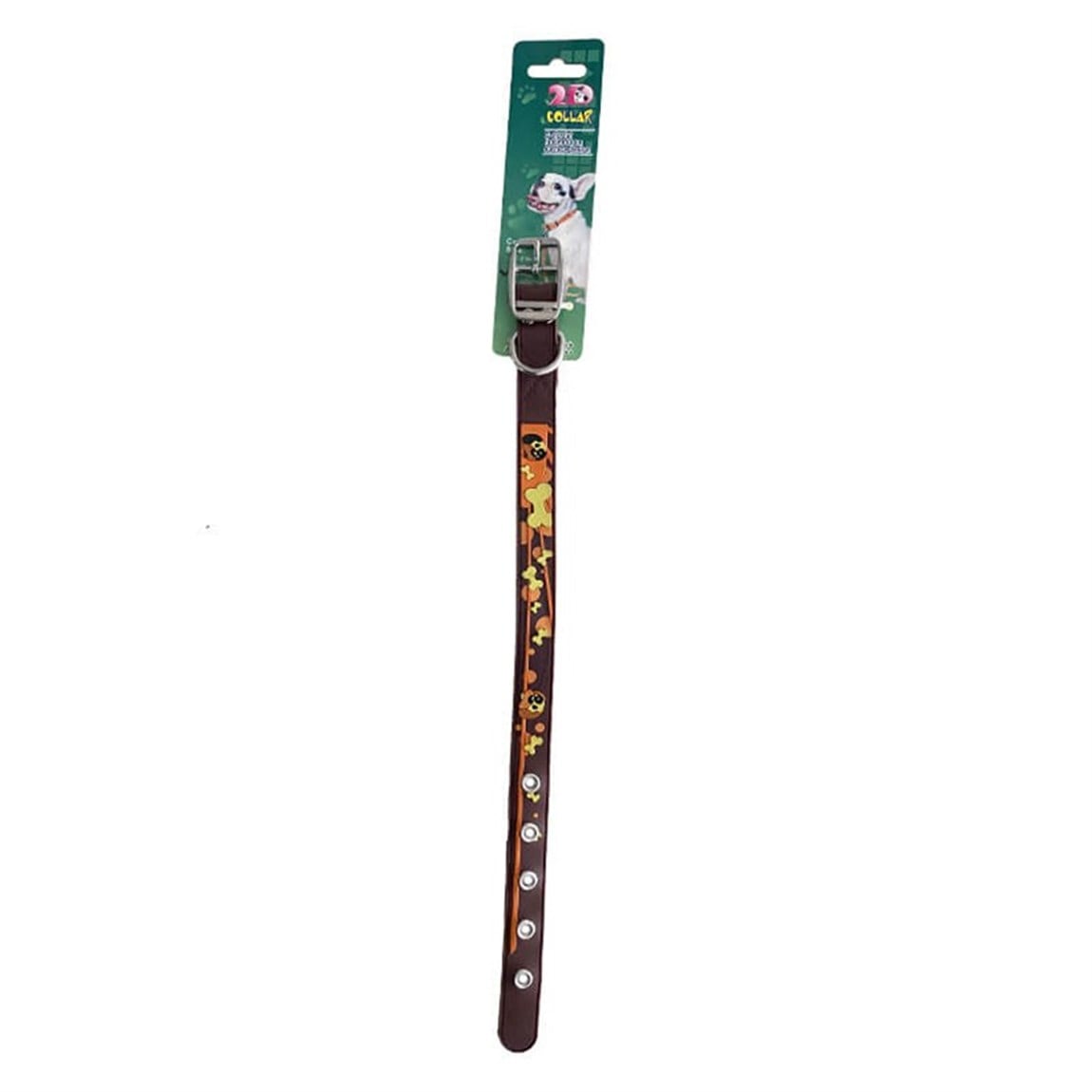 Yankel Kemik Desenli Köpek Boyun Tasması 26-36 cm Kahve