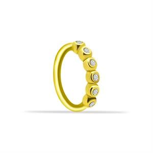 14 Ayar Altın Alttan 5 Top Taşlı Halka Piercing | Dianora Piercing