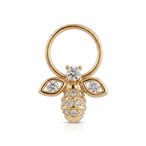 14 Ayar Altın Arı Motifli Minimal Halka Piercing - Dianora Piercing Jewelry