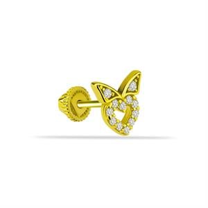 14 Ayar Altın Baget Taşlı Daire Minimal Helix Kıkırdak Piercing - Dianora Piercing