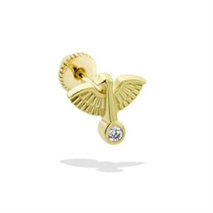 14 Ayar Altın Baget Taşlı Daire Minimal Helix Kıkırdak Piercing - Dianora Piercing