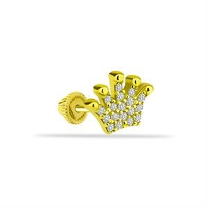 14 Ayar Altın Baget Taşlı Daire Minimal Helix Kıkırdak Piercing - Dianora Piercing