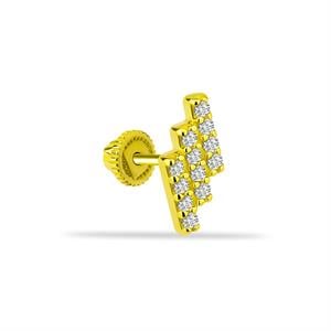 14 Ayar Altın Baget Taşlı Daire Minimal Helix Kıkırdak Piercing - Dianora Piercing