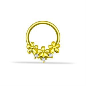 14 Ayar Altın Beş Taşlı Minimal Halka Piercing | Dianora Piercing