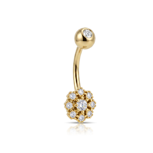 14 Ayar Altın Çiçek Göbek Piercing - Dianora Piercing Jewelry