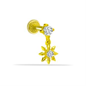 14 Ayar Altın Damla Taş Sallantılı Minimal Tragus Piercing - Dianora Piercing