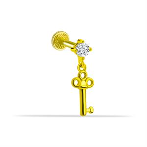 14 Ayar Altın Damla Taş Sallantılı Minimal Tragus Piercing - Dianora Piercing