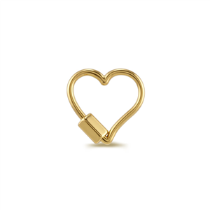 14 Ayar Altın Düz Kalp Charm Kilidi Carabiner - Dianora Piercing Jewelry