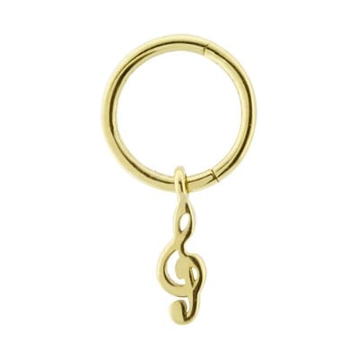14 Ayar Altın Sol Anahtarı Sallantılı Minimal Halka Piercing - Dianora Piercing