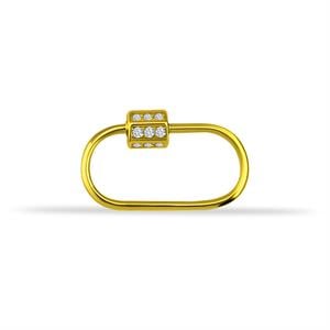 14 Ayar Altın İnce Charm Kilidi Carabiner - Dianora Piercing