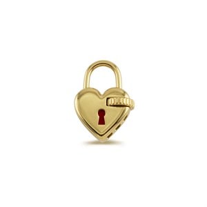 14 Ayar Altın Kalbin Kilidi Charm Kilidi Carabiner - Dianora Piercing Jewelry
