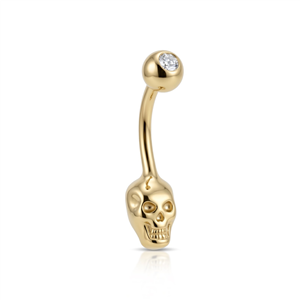 14 Ayar Altın Kuru Kafa Göbek Piercing - Dianora Piercing Jewelry