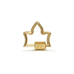 14 Ayar Altın Labirent Motifli Yaprak Charm Kilidi Carabiner - Dianora Piercing Jewelry