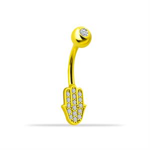 14 Ayar Altın Taşlı Ayıcık Motifli Sallantılı Göbek Piercing - Dianora Piercing