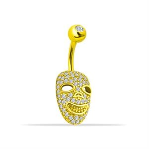 14 Ayar Altın Taşlı Ayıcık Motifli Sallantılı Göbek Piercing - Dianora Piercing