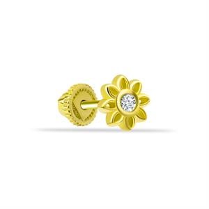14 Ayar Altın Taşlı Çiçek Minimal Helix/Kıkırdak Piercing - Dianora Piercing