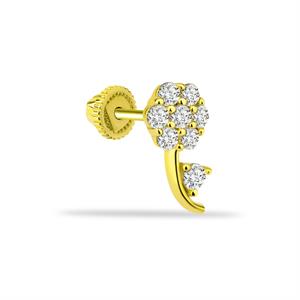 14 Ayar Altın Taşlı Çiçek Minimal Helix/Kıkırdak Piercing  - Dianora Piercing