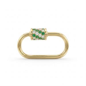 14 Ayar Altın Taşlı İnce Charm Kilidi Carabiner - Dianora Piercing