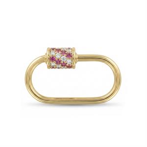 14 Ayar Altın Taşlı İnce Charm Kilidi Carabiner - Dianora Piercing