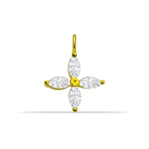 14 Ayar Altın Taşlı Kalp Minimal Charm