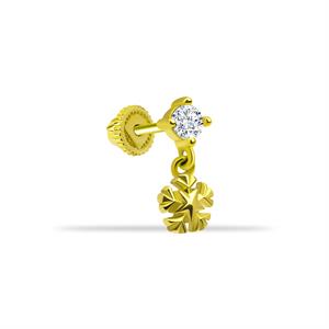 14 Ayar Altın Taşlı Kar Tanesi Sallantılı Helix/Kıkırdak Piercing | Dianora Piercing