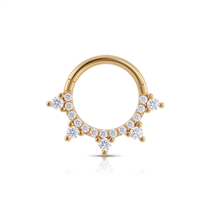14 Ayar Altın Taşlı Minimal Halka Piercing - Dianora Piercing Jewelry