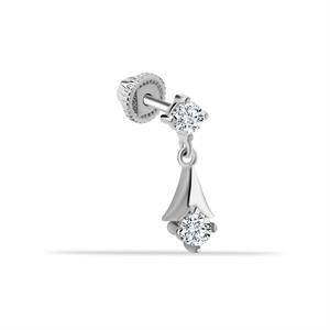 14 Ayar Altın Taşlı Sallantılı Helix/Kıkırdak Piercing - Dianora Piercing