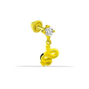 14 Ayar Altın Taşlı Yılan Sallantılı Helix/Kıkırdak Piercing - Dianora Piercing
