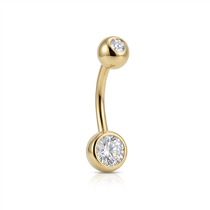 14 Ayar Altın Tektaş Göbek Piercing - Dianora Piercing Jewelry
