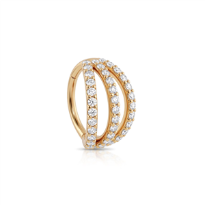 14 Ayar Altın Üçlü Alttan Taşlı Halka Piercing - Dianora Piercing Jewelry