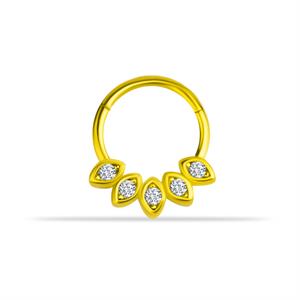 14 Ayar Altın V Alttan Taşlı Minimal Halka Piercing - Dianora Piercing