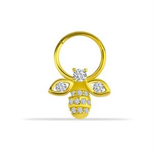 14 Ayar Altın V Alttan Taşlı Minimal Halka Piercing - Dianora Piercing